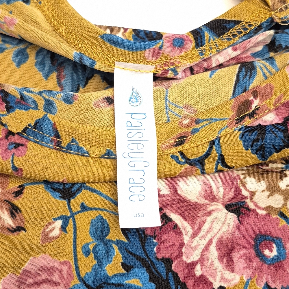 Paisley Grace Boutique Tunic Top Floral Design And Criss- Cross Back Large - Picture 4 of 5